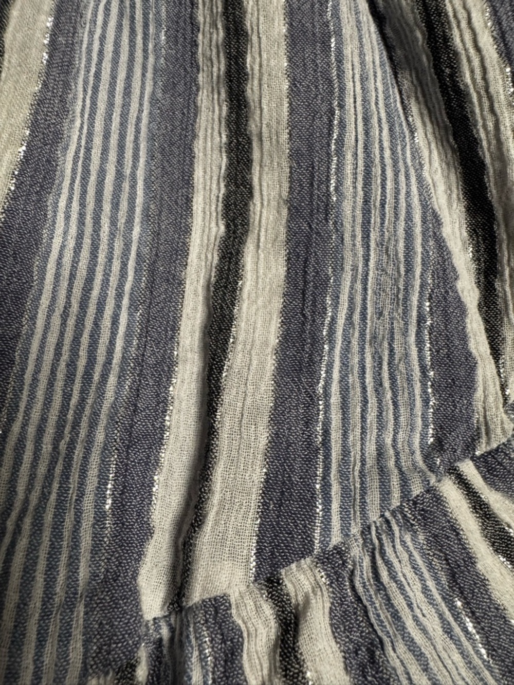 MICHAEL MICHAEL KORS Blue Smocked Ruffled Lined Striped Wrap Dress Large - Picture 10 of 13